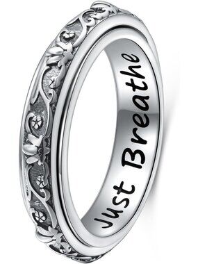 925 Sterling Silver Spinner Fidget Ring - Stress Relief Jewelry for Anxiety